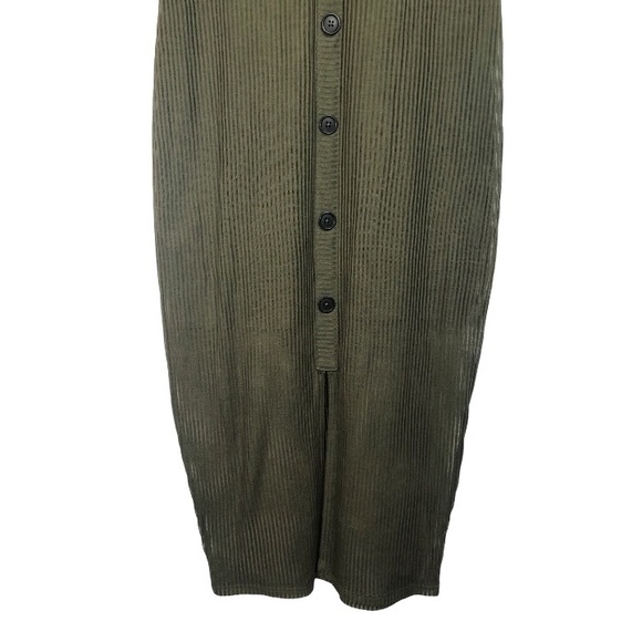 Express Ribbed Green Button Front MIdi Dress Size S/P - Picture 7 of 13